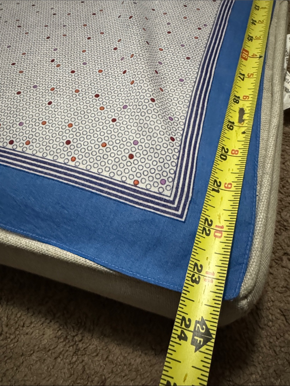 Vintage Cotton Scarf-White & Blue/Retro Dot Print-Square-EUC - Picture 7 of 14